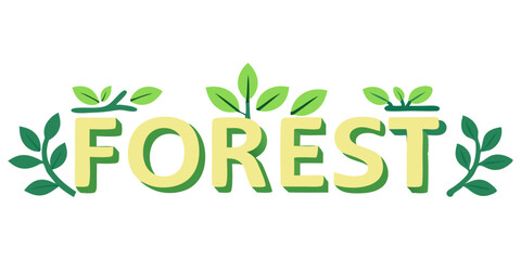 Natural forest-themed logo with eco-friendly leafy designs, modern green typography and environmental elements for sustainable branding concepts