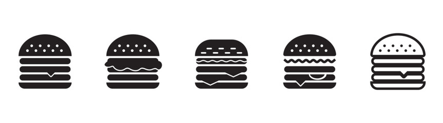 burger illustration set silhouettes in white background