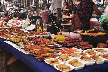 Local cuisine lao style for sale laotian people foreign travelers travel visit shopping buy food on...