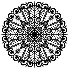 
Attractive and beautiful simple mandala design for coloring book, relaxing and simple mandala art, yoga, logo design.  