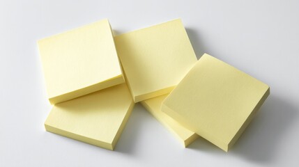 Fototapeta premium Packaged pastel yellow sticky notes with shadow Isolated background with clean space for message or label