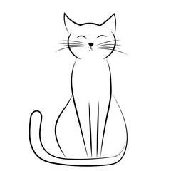 cat sitting, sketch, outline, vector