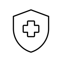 Obraz premium Shield with Medical Cross Depicting Healthcare and Security Concept in Minimalist Icon