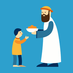 illustration of a man holding a tray with food