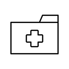 Medical Folder Icon with Plus Sign Symbol on White Background