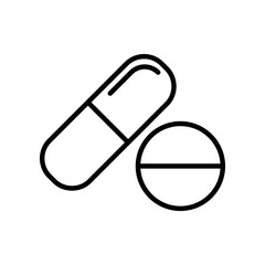 Minimalistic Black and White Icon of Capsule and Tablet Medicine