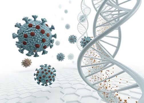 3d rendered illustration of dna and viras