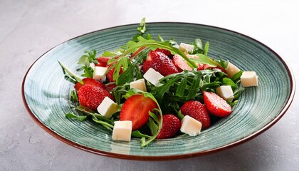 salad with arugula strawberries and cheese