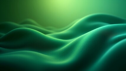 Obraz premium Soft, abstract green waves resembling rolling hills or dunes, with smooth gradients and gentle lighting creating a tranquil and surreal landscape.