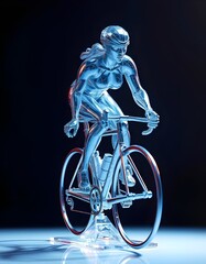 a 3d diamond statue of a racing cyclist woman