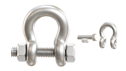 shackle with screw pin metal part 3D rendering