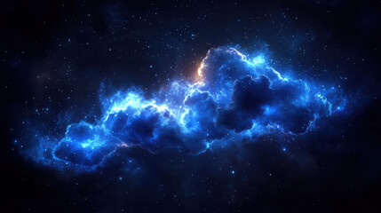 Stunning cosmic cloud filled with vibrant blue hues and sparkling stars, creating mesmerizing celestial scene