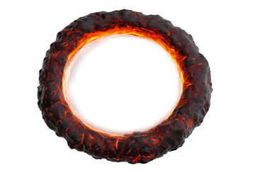 Obraz premium fiery volcanic ring with glowing center isolated on white background