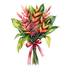 Obraz premium Tropical Heliconia Flower Bunch Transparent Background