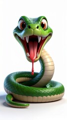 green snake on a white background