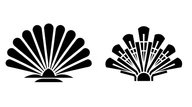 Stylized Shell Silhouettes. PNG.
