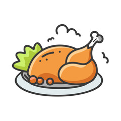 thanksgiving meal turkey icon, thanksgiving meal turkey vector illustration-simple illustration of thanksgiving meal turkey, perfect for thanksgiving meal turkey logos and icons