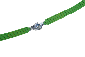 connection of two hooks of a tow rope, connection of a tow rope on a white background, tow rope hooks