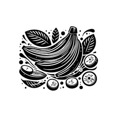 banana fruit icon vector on white isolated background