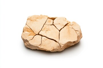 Naklejka premium Natural cracked rock specimen isolated on white background
