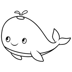 funny whale icon cartoon