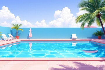 Summer Pool Blue Pink Theme