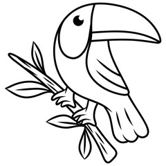 toucan bird with a branch icon vector