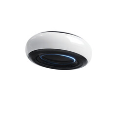 Futuristic Flying Disc, Modern Technology, Innovative Design, White and Black, Sci-Fi Gadget