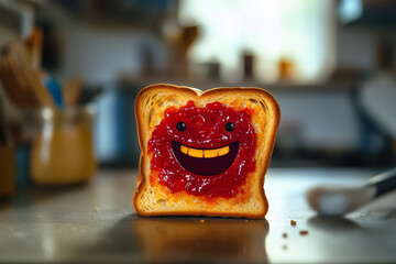 Slice of buttered bread served as a delicious breakfast snack