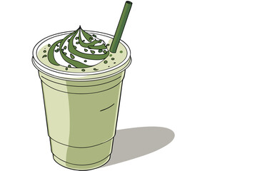 135 green tea frappuccino, food photography, realistic, studio lighting, perfectly placed, professional, high quality