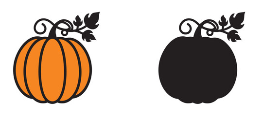 Pumpkins vector icon, silhouette on white background