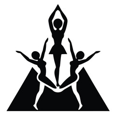 Fototapeta premium Abstract Art Print Three Female Figures in Triangle Pose