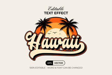 Hawaii Text Effect Retro Style. Editable Text Effect.