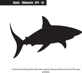 Shark Silhouette Vector | Bold Black Marine Art | Ocean Predator Illustration