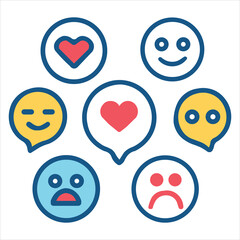 Obraz premium Colorful Emoji Icon Set – Vector Emotions
