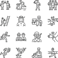 Fototapeta premium Pack of Paramedic Staff Line Style Icons