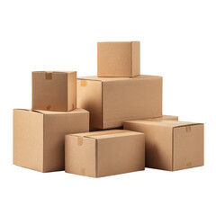 Cardboard boxes, cut out isolated on transparent or white background. A high resolution PNG image of Cardboard boxes, cut out.