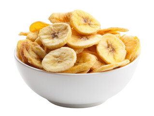 Crispy Banana Chips Snack in Bowl White Background Transparent Background