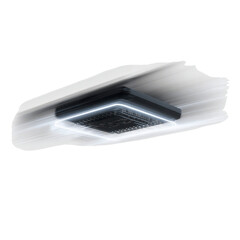 Abstract Close-up of Modern Air Conditioning Unit with Glowing LED Lights