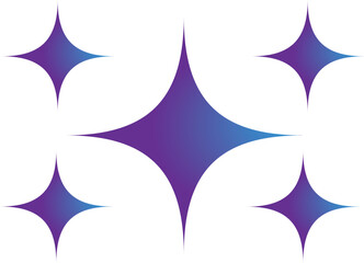 gradient purple sparkle shapes isolated on a white background