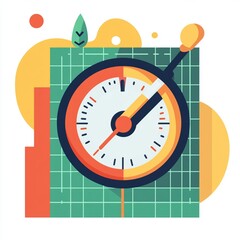 Abstract Colorful Clock Design Modern Vector Illustration Graphic red art dial time tool blue flat  