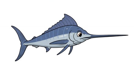 Cartoon blue marlin illustration