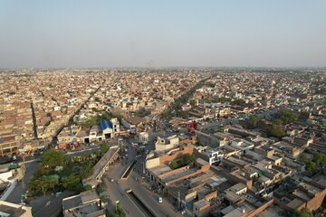 Aerial view of residential area of city Sheikhupura in Pakistan