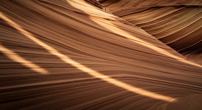 Sunlight sweeping across desert rock textures, elegant sandstone curves, minimal composition perfect for travel and editorial visuals.