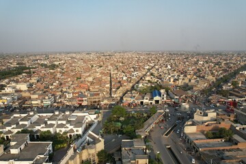 Obraz premium Aerial view of residential area of city Sheikhupura in Pakistan