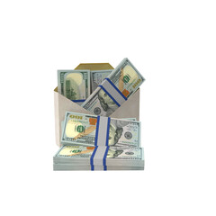 Transparent PNG 3D render of envelop 100 dollar banknotes with realistic textures and lighting. Isolated on alpha background, ideal for finance, design, marketing, and visual presentations.