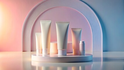 Product display with floating elements and glowing accents