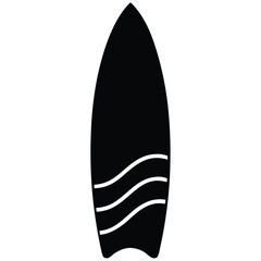 Surfboard Icon Black Silhouette of a Classic Surfboard Design
