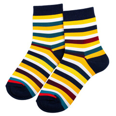Pair of Colorful Striped Socks: Isolated PNG on Transparent Background png