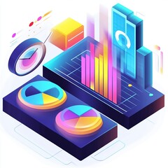 Modern Business Data Analytics Infographic Colorful Charts Graphs Visual Presentation trend design  